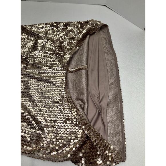 NEW Alfani Womens Allover Sequined Dress Lined Beige Size 12 3/4 Sleeve Back Zip - Picture 5 of 14